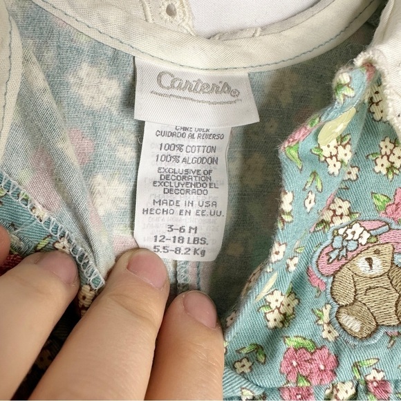 Vintage Carter’s Floral Embroidered Baby One Piece Button Collar Romper 3-6 M - Picture 3 of 10